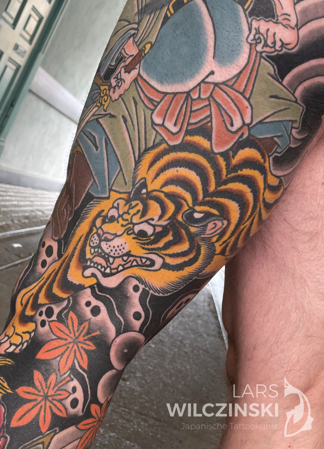 Tattoo Shoki, Tiger und Oni Beinsleeve