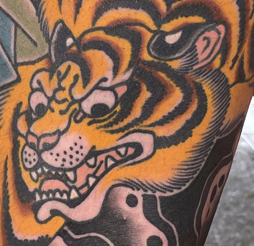 Tattoo Shoki, Tiger und Oni Beinsleeve